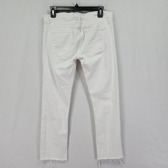 Current Elliott Jeans Womens 26 White Raw Straight High Waist Distressed Denim - Picture 2 of 14